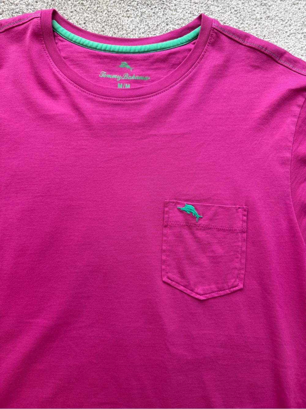 Tommy Bahama Men's 100% Pima Cotton Pocket T-Shirt Pink Magenta Medium